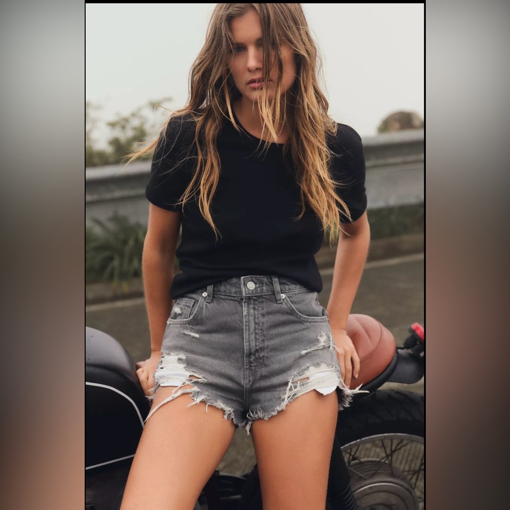 Zara Gray High Waist Women Shorts